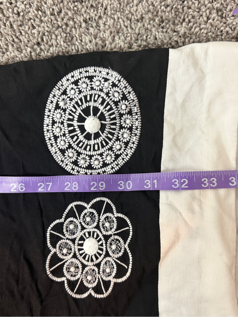 Jessica Howard Black Linen Blend Dress with White Bead embroidered size 14 - Picture 8 of 9